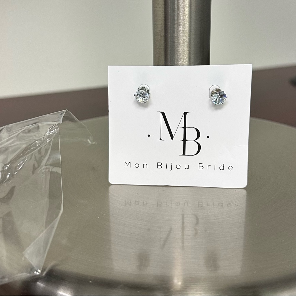 Mon Bijou Bride Silver Tone Stud Earrings